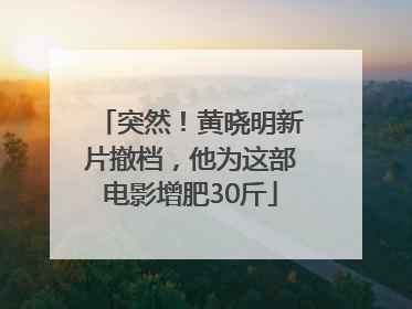 突然！黄晓明新片撤档，他为这部电影增肥30斤